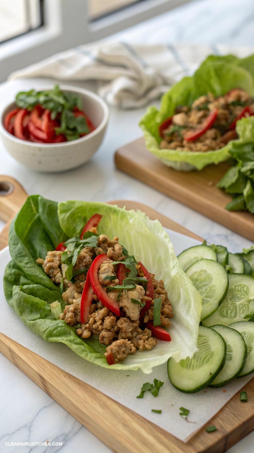 easy healthy lunches Turkey Lettuce Wraps with Sliced Cucumbers