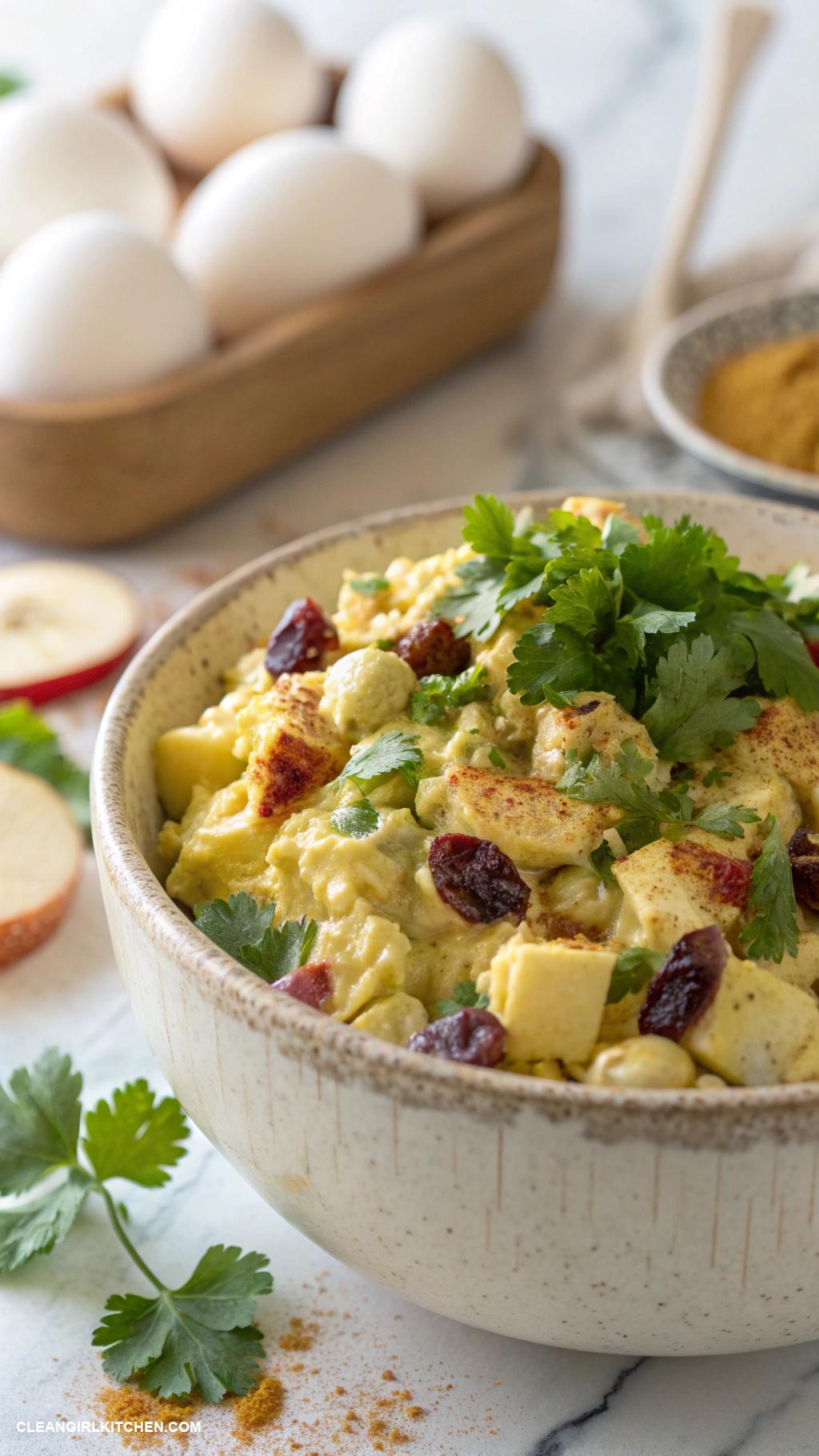 egg salad recipes Curried Egg Salad with Apples and Raisins