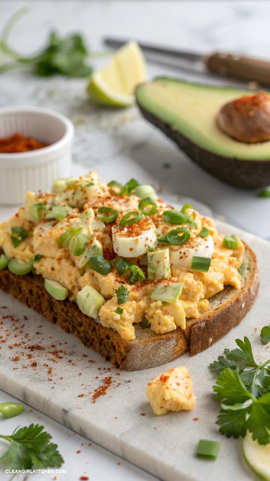 egg salad recipes Spicy Sriracha Egg Salad on Whole Grain Bread