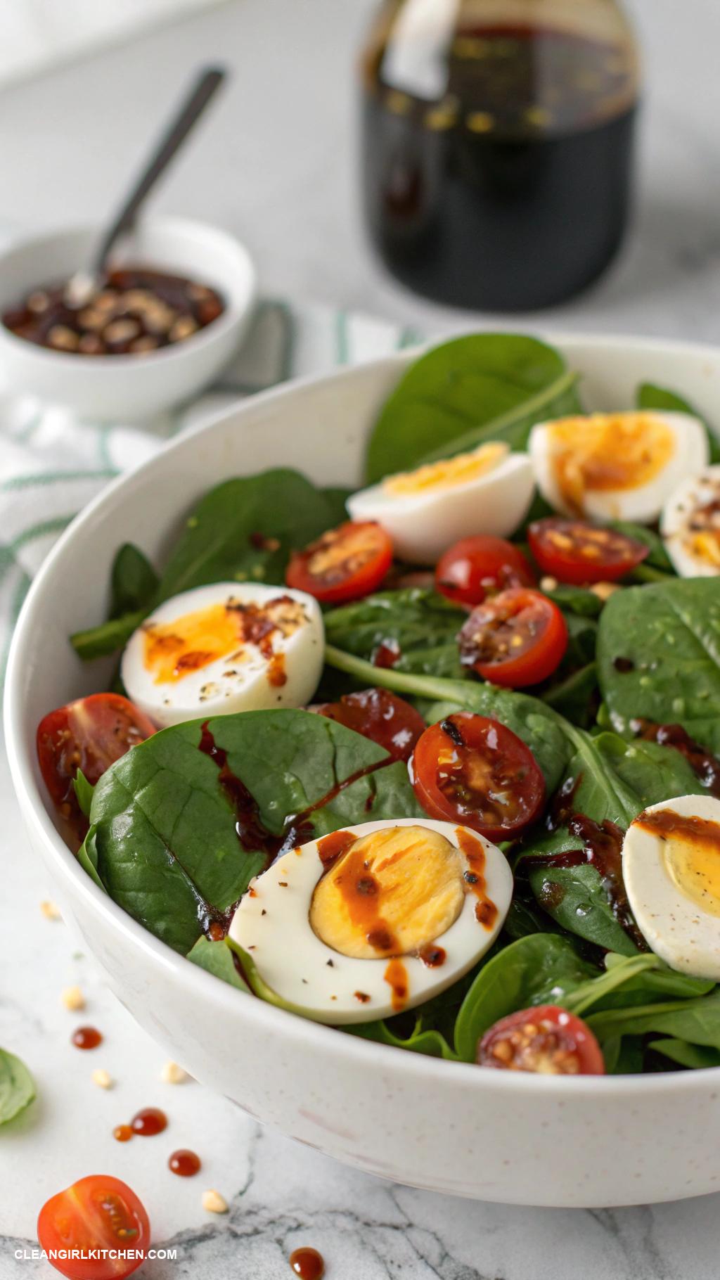 egg salad recipes Spinach and Egg Salad with Balsamic Vinaigrette