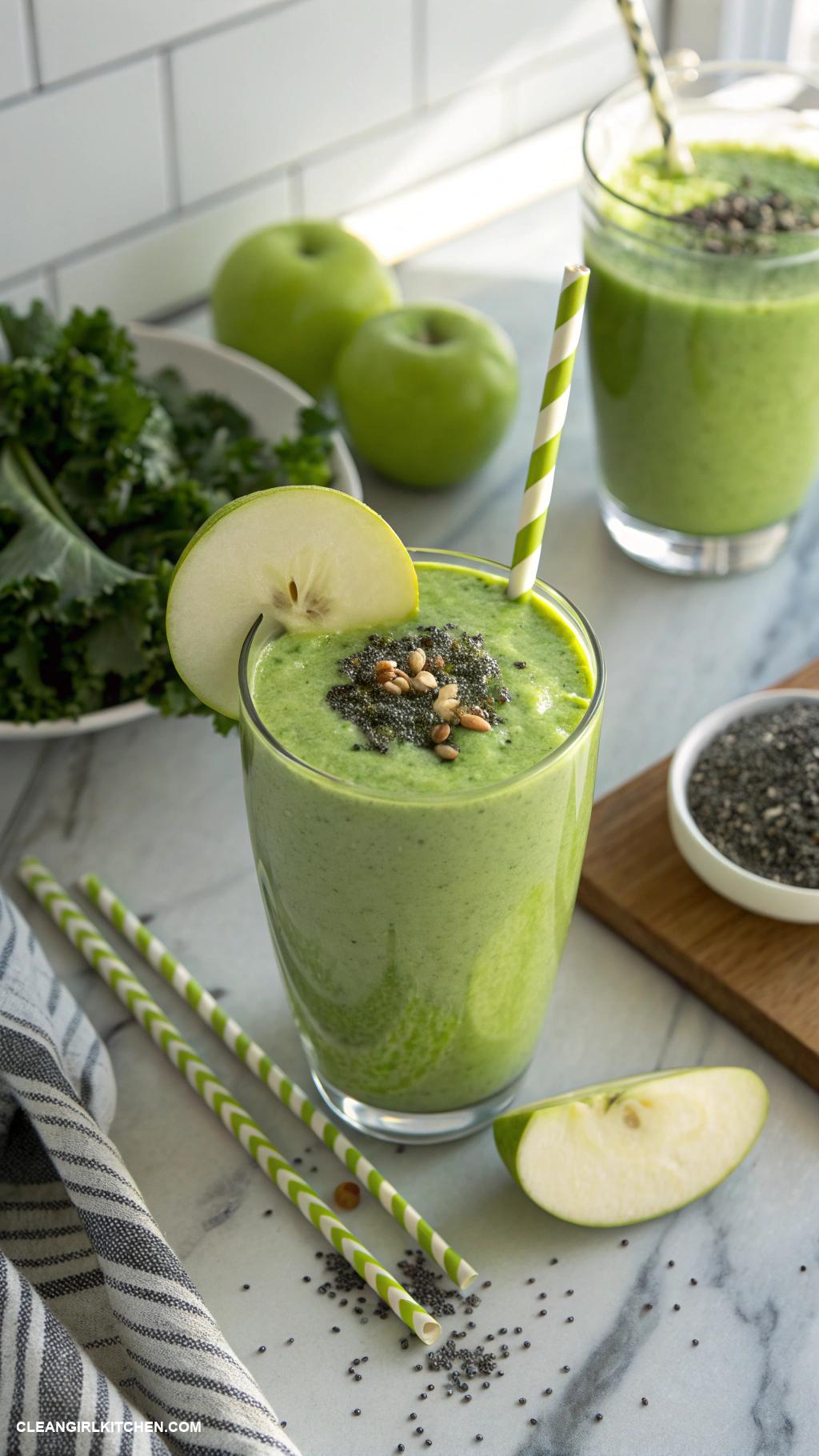 fat burning smoothies Kale and Green Apple Smoothie