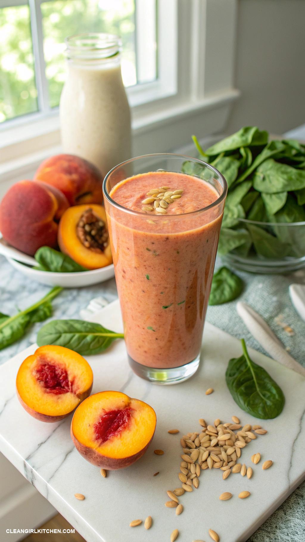 fat burning smoothies Peach and Spinach Smoothie