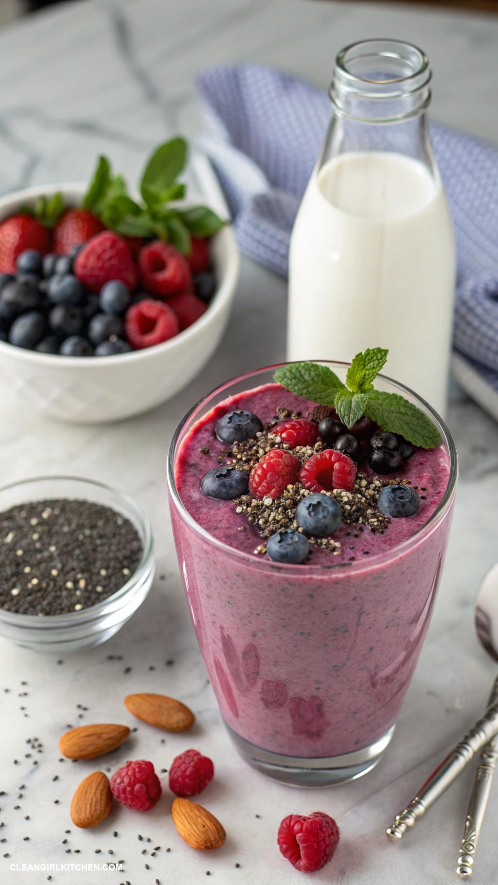 fruit smoothie recipes Berry Blast Smoothie with Almond Milk