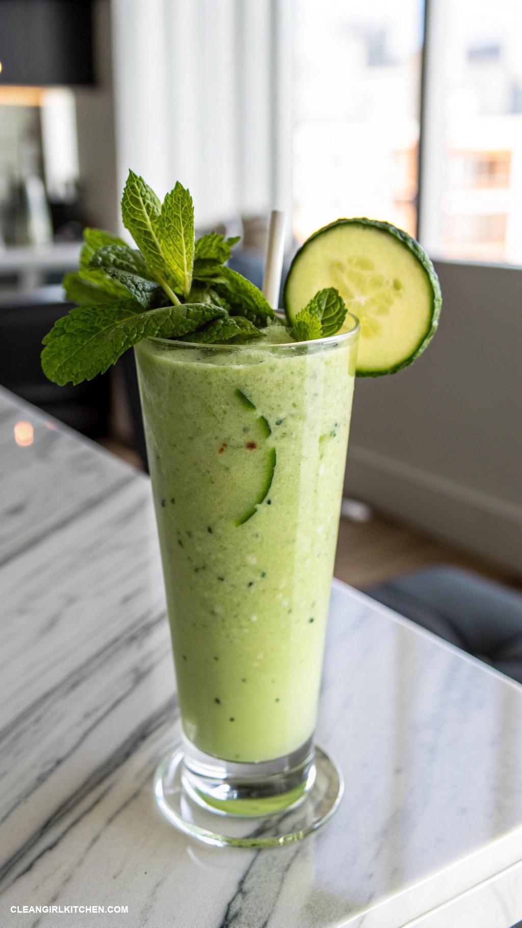 fruit smoothie recipes Cucumber and Mint Refresher Smoothie