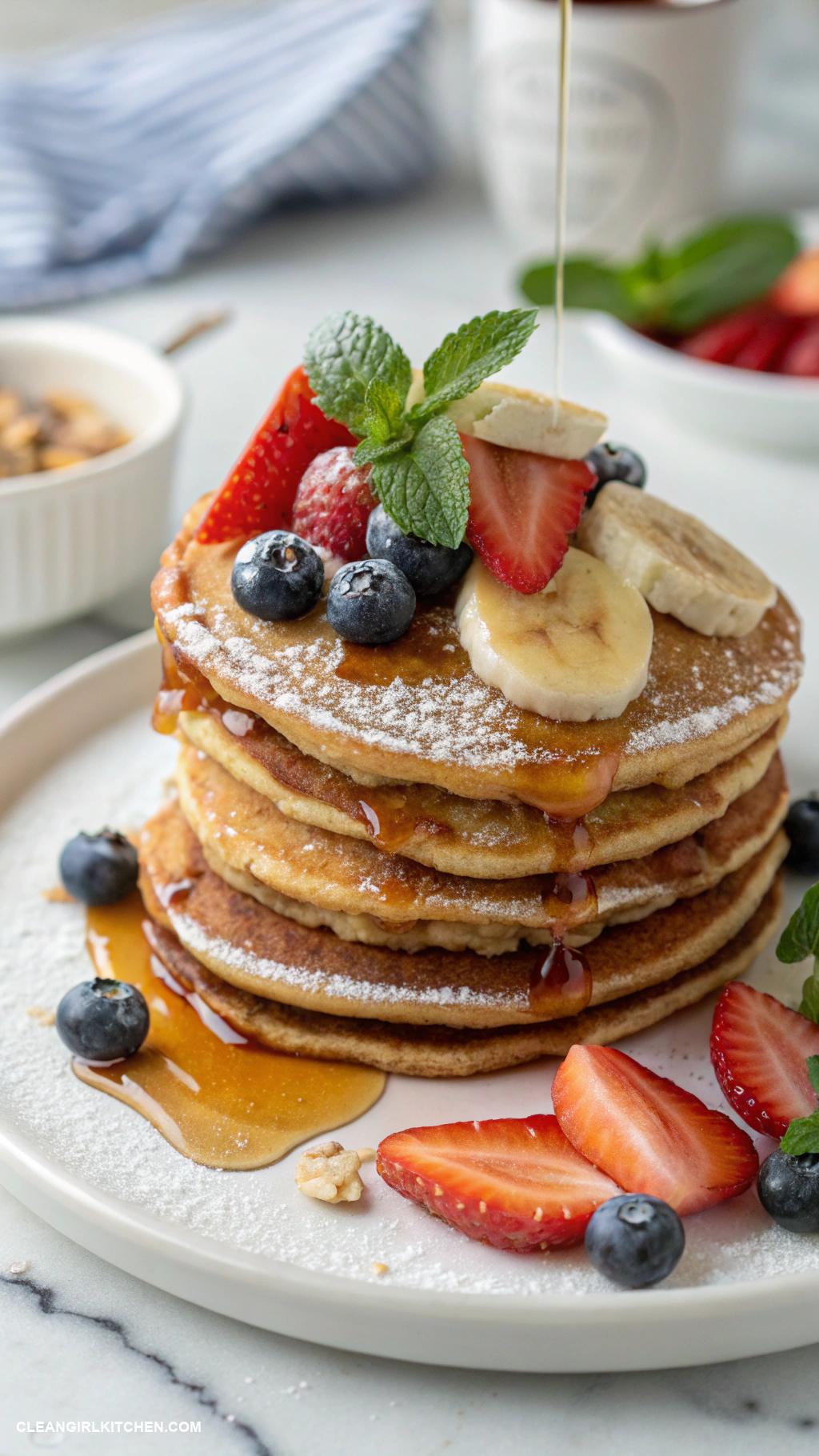 gluten free breakfasts Buckwheat Pancakes with Maple Syrup and Fresh Fruit