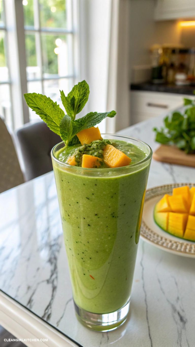 green smoothie recipes Mango and Kale Smoothie Mix frozen mango kale coconut milk and a scoop of protein powder