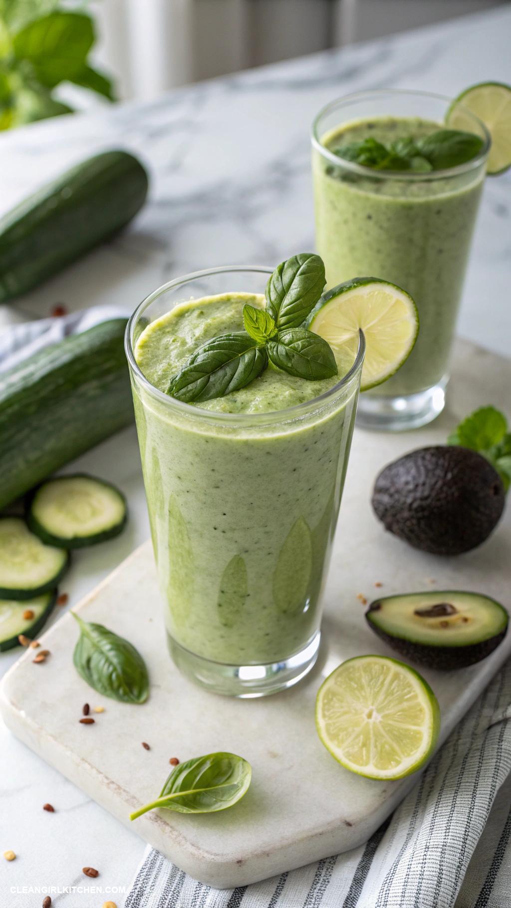 green smoothie recipes Zucchini and Basil Smoothie Combine zucchini fresh basil avocado coconut water and lime juice