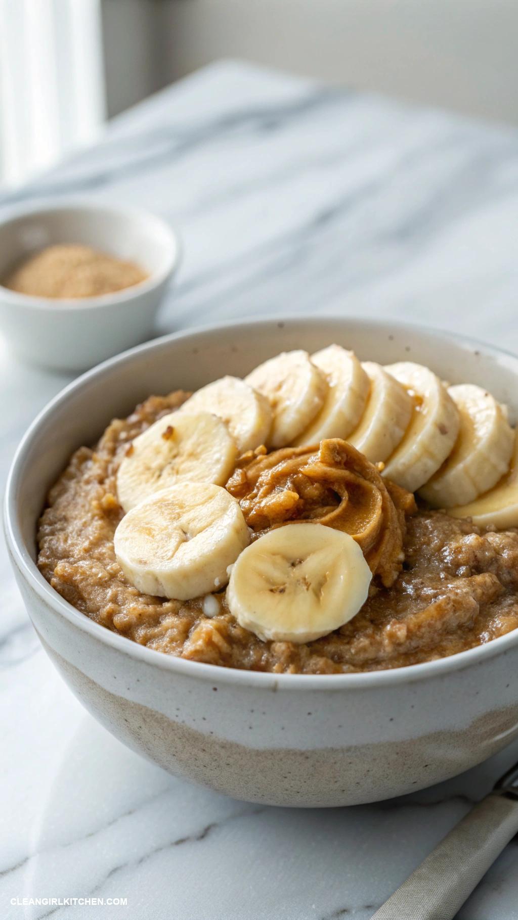 healthy breakfast ideas Quinoa porridge with almond butter and sliced bananas