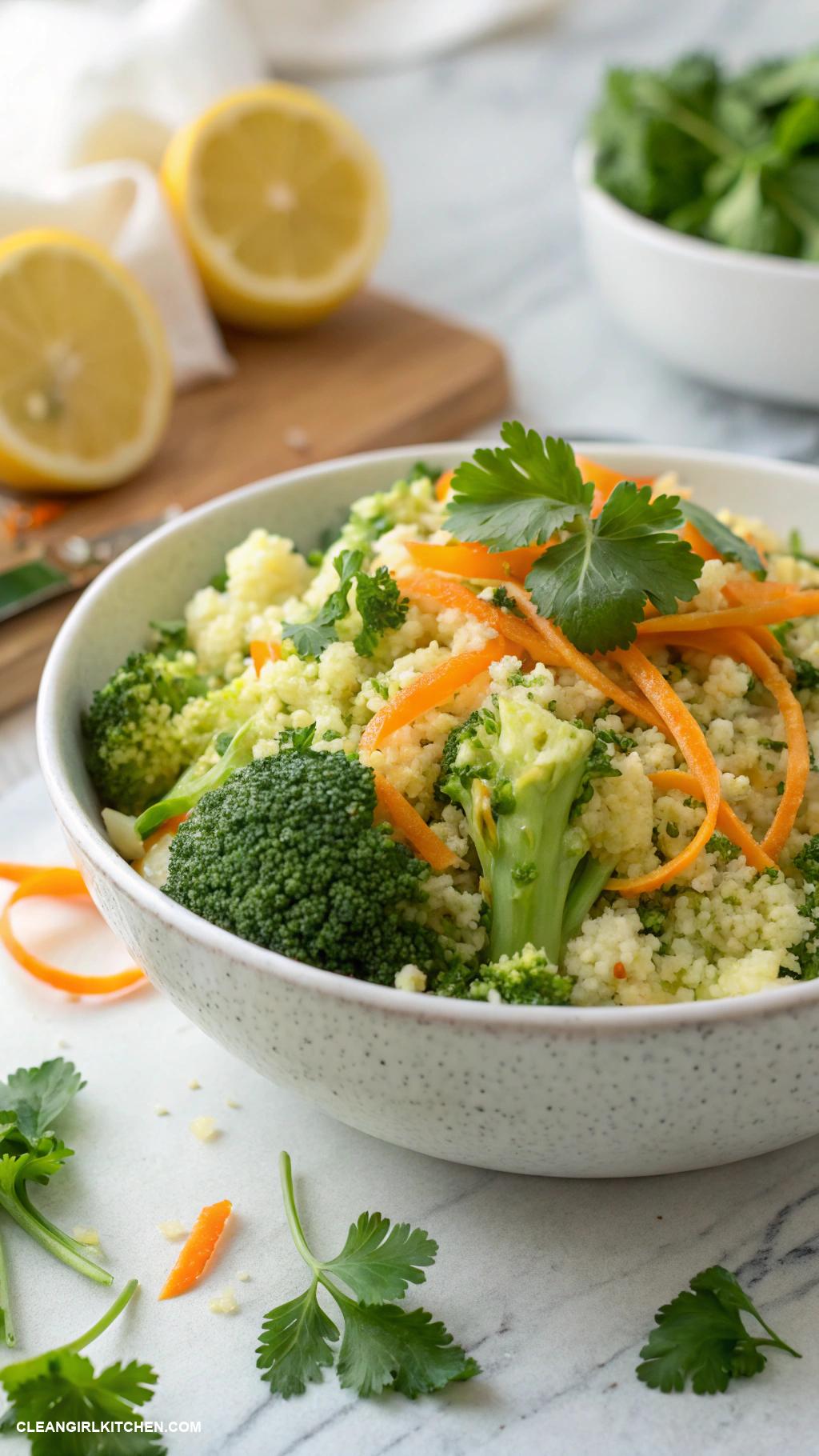 healthy broccoli recipes Broccoli and Cauliflower Rice Bowl