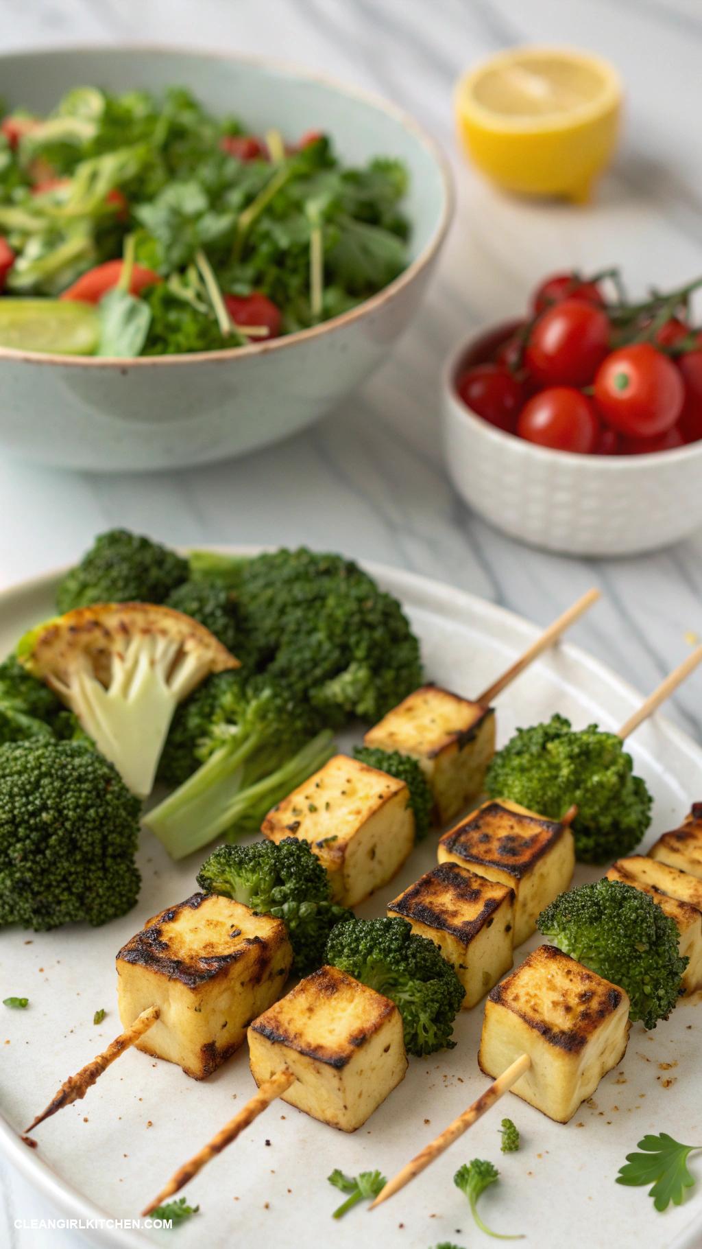 healthy broccoli recipes Grilled Broccoli and Tofu Skewers