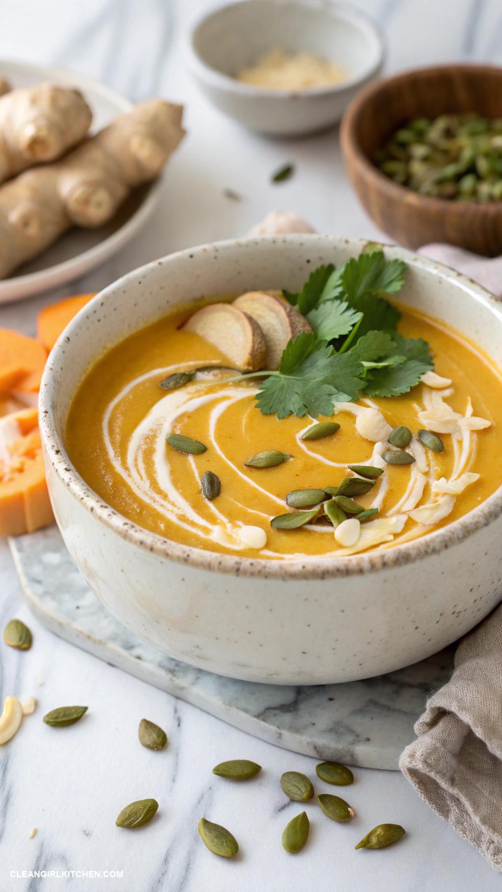 healthy butternut squash recipes Butternut Squash Soup with Ginger and Coconut Milk