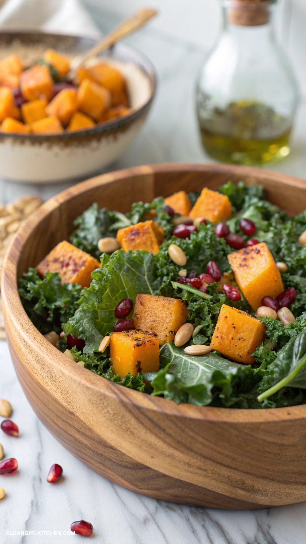 healthy butternut squash recipes Butternut Squash and Kale Salad with Lemon Vinaigrette 1