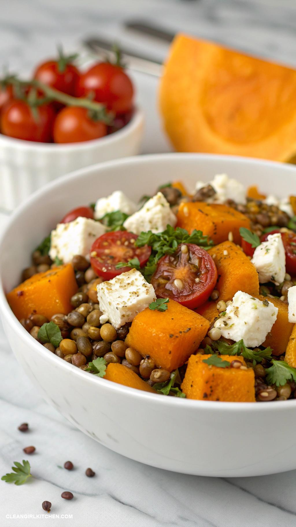 healthy butternut squash recipes Butternut Squash and Lentil Salad with Feta