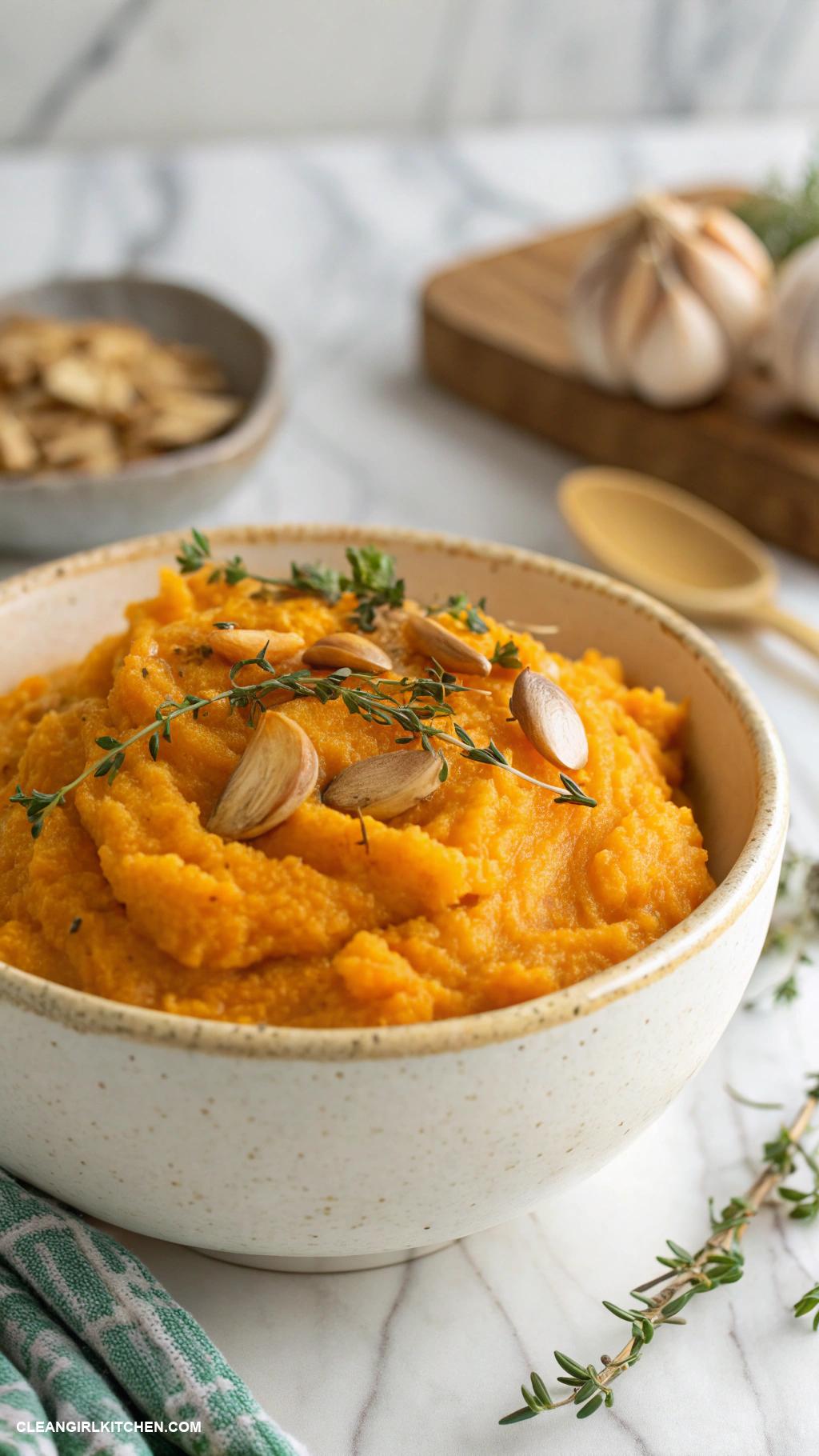 healthy butternut squash recipes Mashed Butternut Squash with Garlic and Thyme