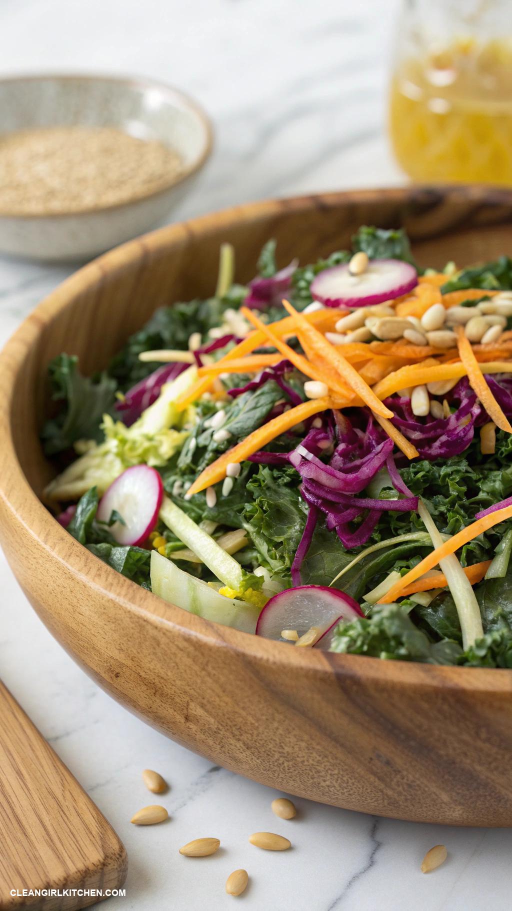 healthy cabbage recipes Cabbage and Kale Salad with Lemon Vinaigrette