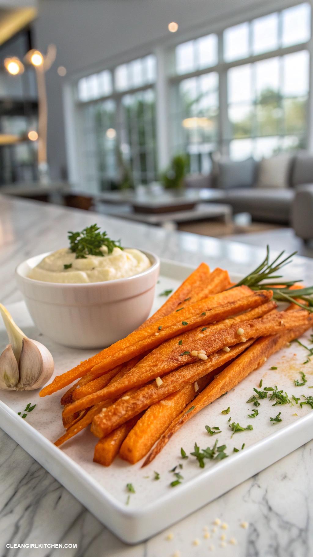 healthy carrot recipes Baked Carrot Fries with Garlic Aioli