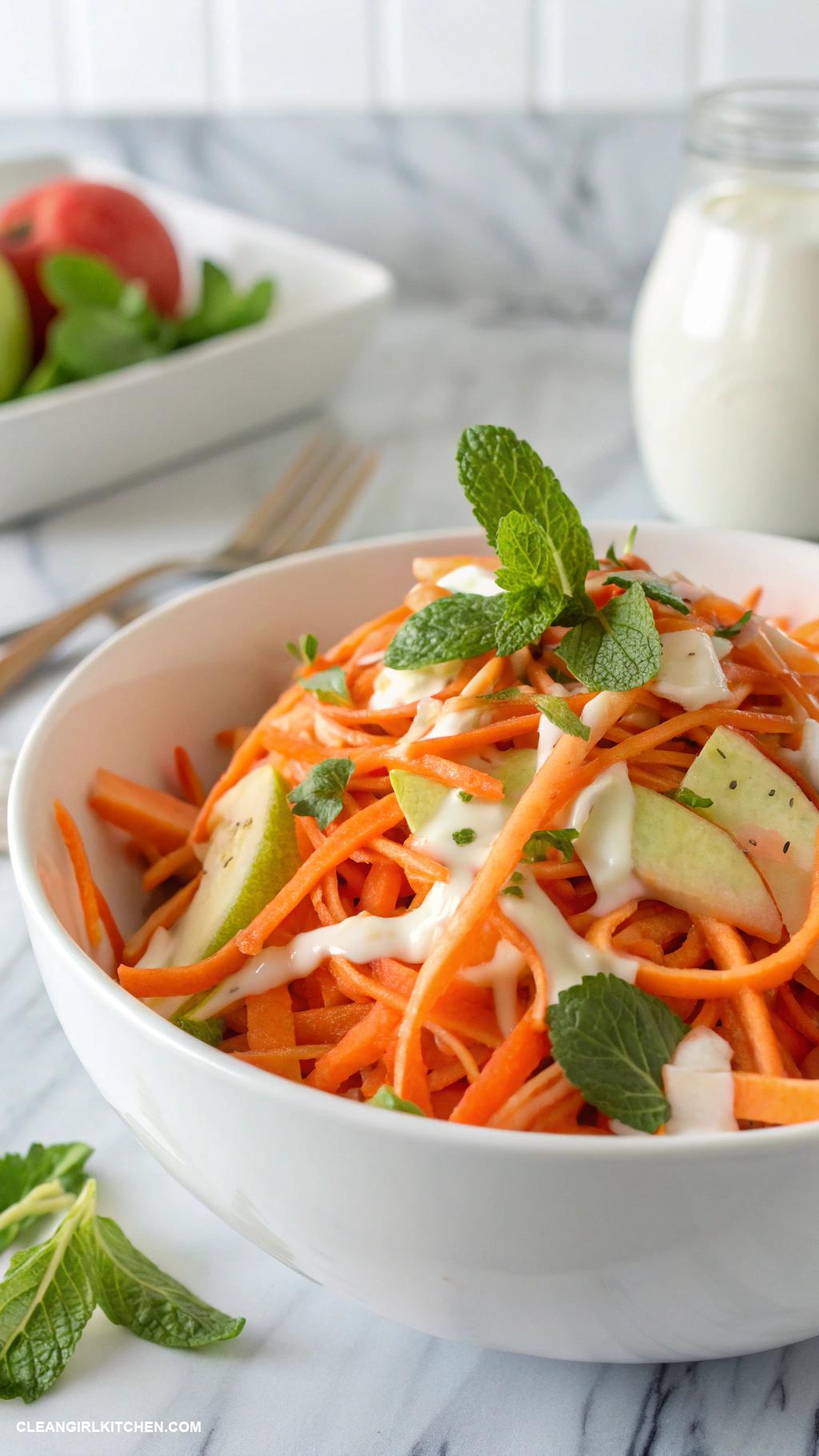 healthy carrot recipes Carrot Apple Slaw with a Yogurt Dressing