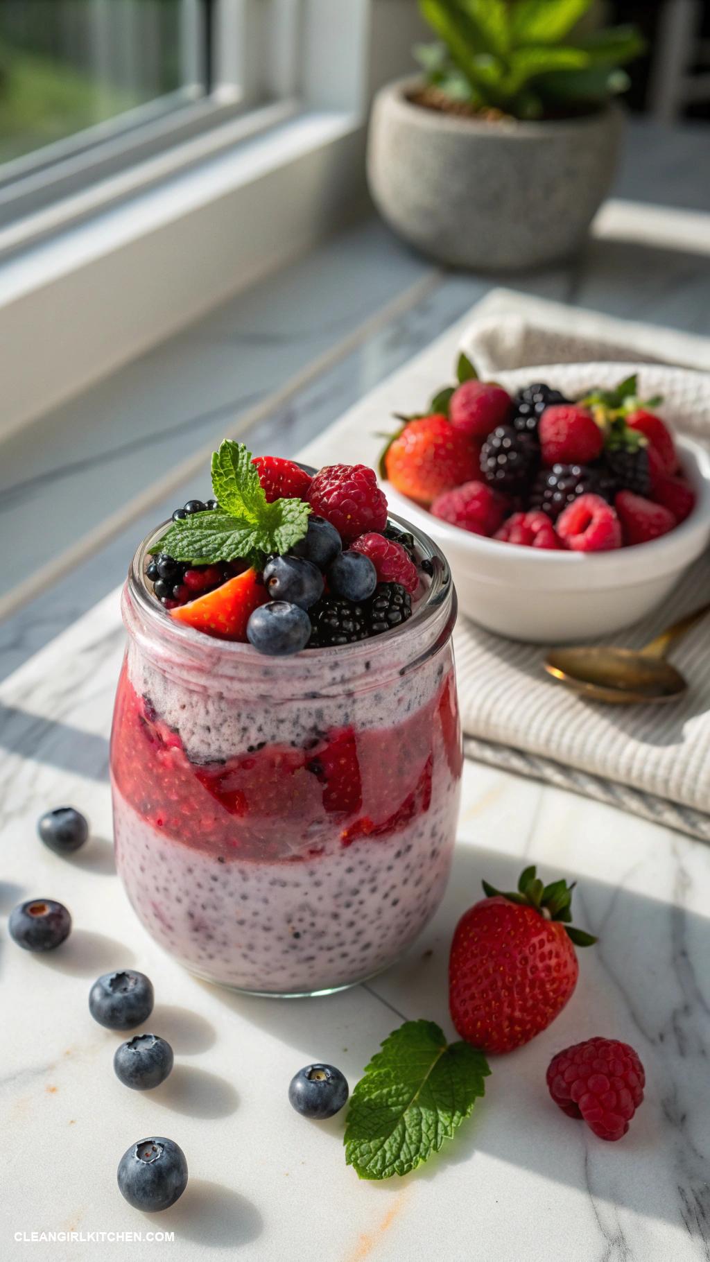 healthy chia seed pudding recipes Berry Blast Chia Seed Pudding Mix 14 cup chia seeds 1 cup coconut milk and stir in 12 cup mixed berries before refrigerating overnight