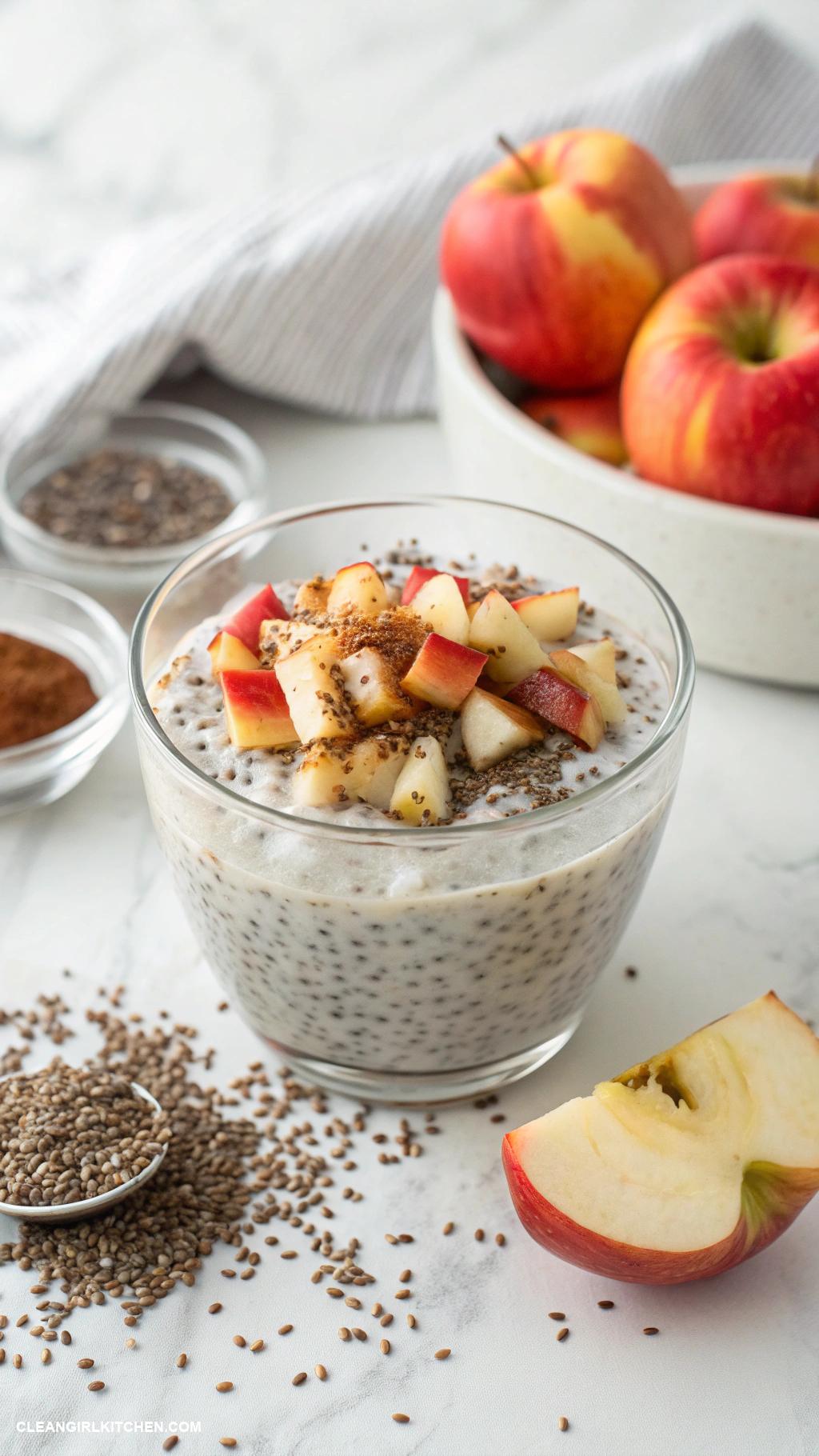 healthy chia seed pudding recipes Cinnamon Apple Chia Seed Pudding Mix 14 cup chia seeds 1 cup almond milk and stir in diced apples and cinnamon for a warm cozy flavor