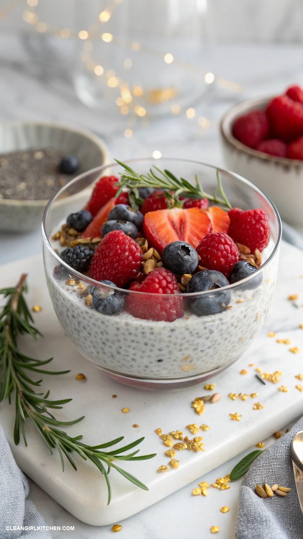 healthy christmas recipes Chia Seed Pudding with Almond Milk and Berries