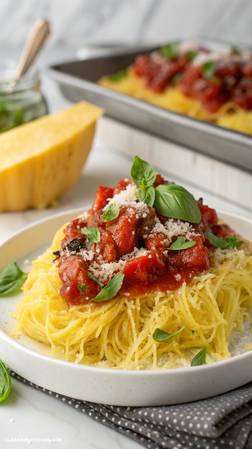healthy christmas recipes Spaghetti Squash with Marinara Sauce