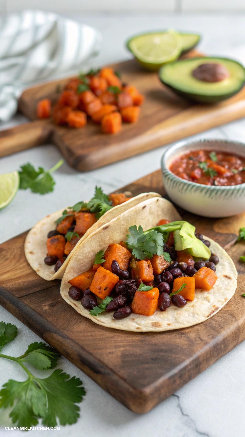 healthy crockpot recipes Sweet Potato and Black Bean Tacos