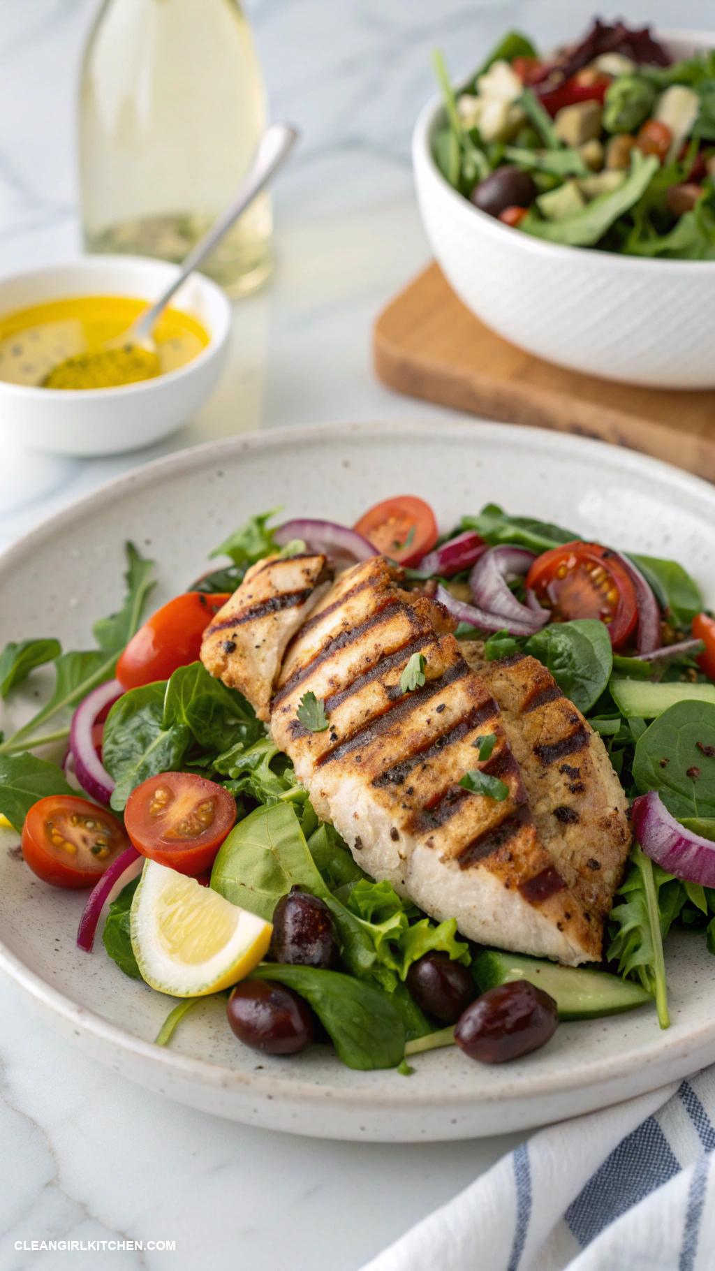healthy dinner recipes for family Grilled Chicken with Mediterranean Salad