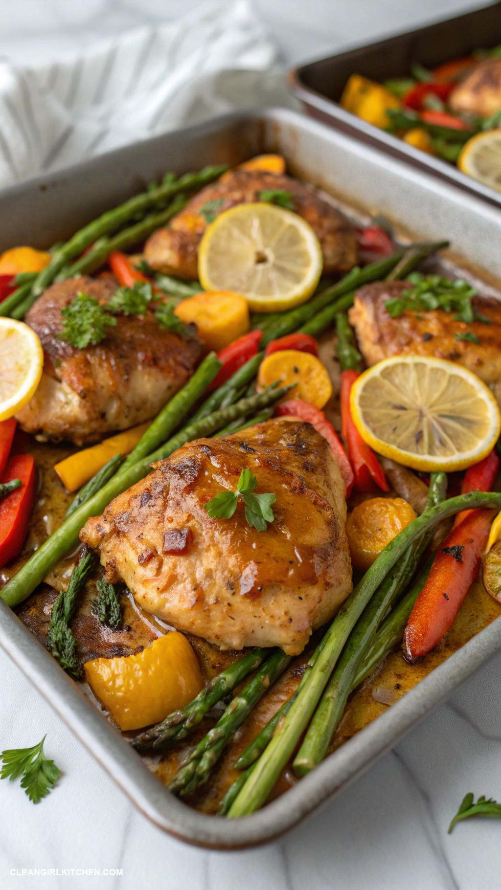 healthy dinner recipes for family Sheet Pan Lemon Garlic Chicken and Veggies