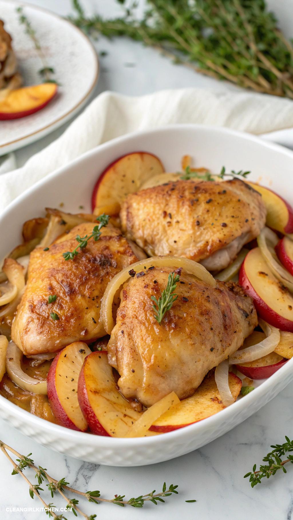 healthy fall dinners Chicken Thighs with Apples and Onions
