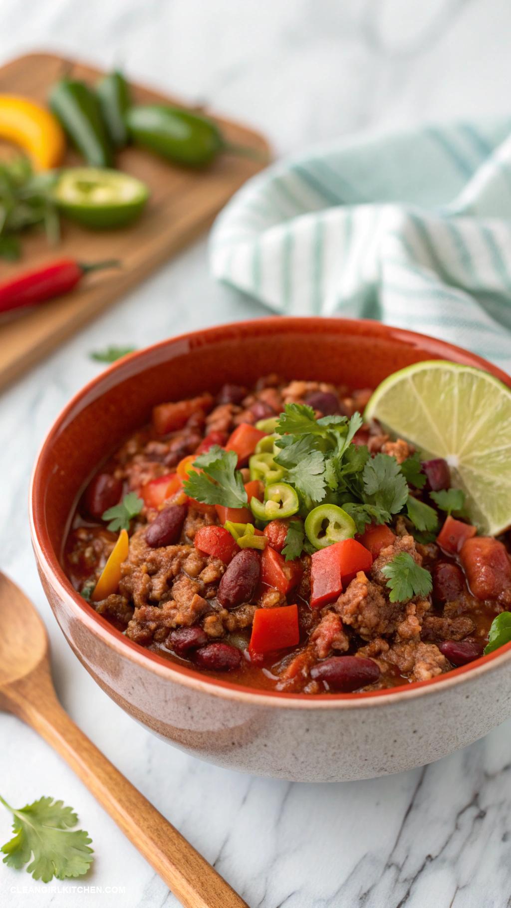 healthy fall meals Chili with Lean Ground Turkey and Kidney Beans