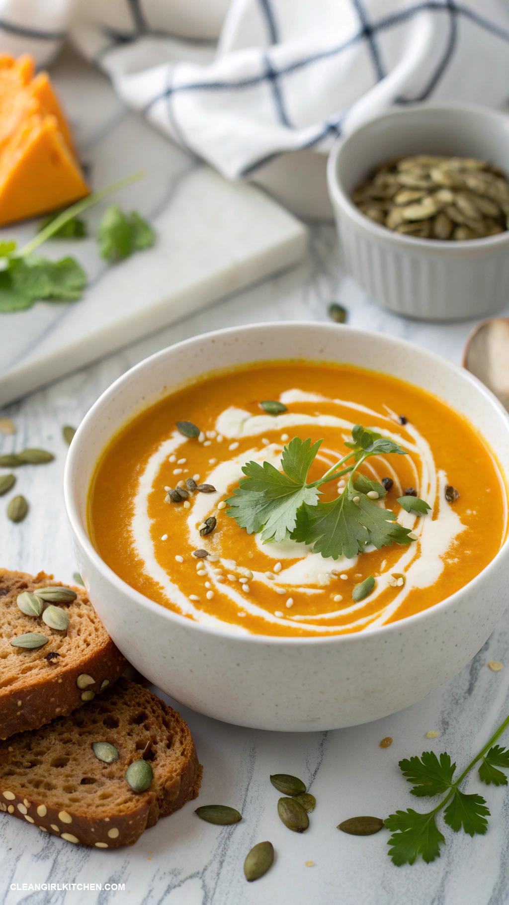 healthy fall meals Pumpkin Soup with Coconut Milk