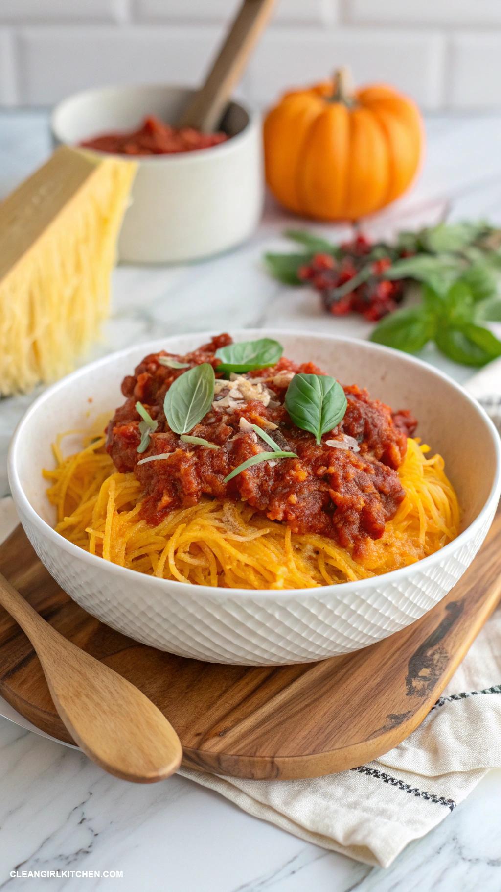 healthy fall meals Spaghetti Squash with Turkey Marinara