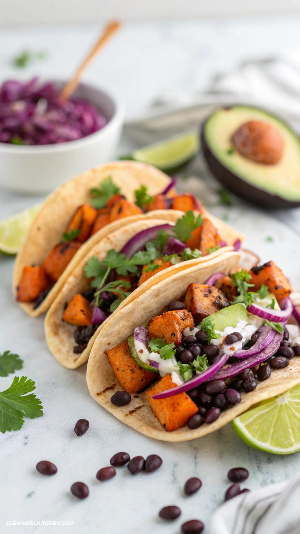 healthy fall meals Sweet Potato and Black Bean Tacos