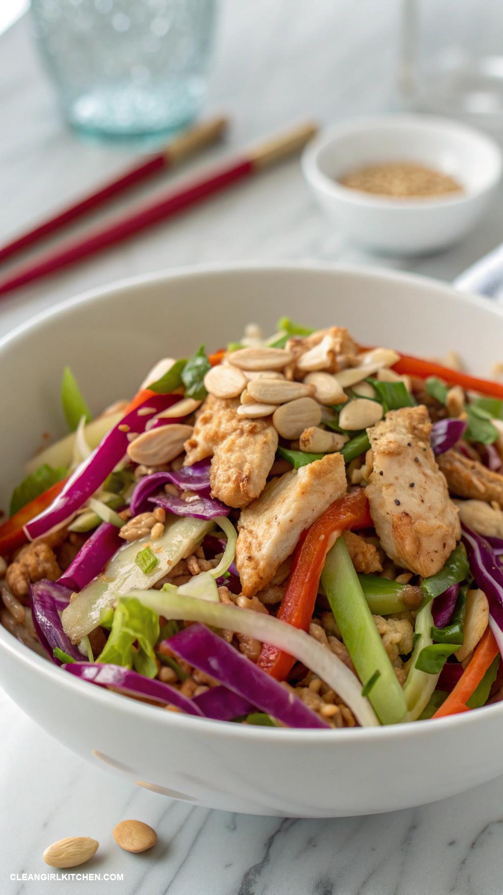healthy low carb dinners Cabbage Stir Fry with Chicken and Almonds