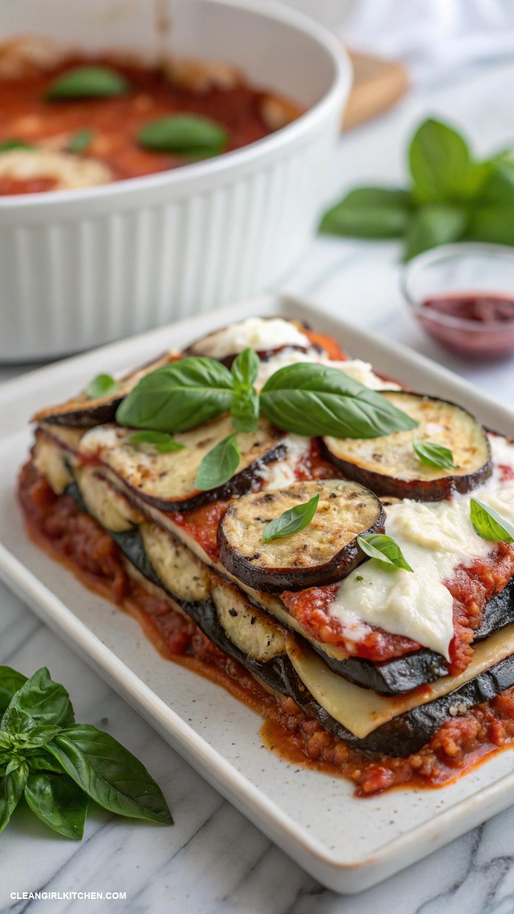 healthy low carb dinners Eggplant Lasagna with Spinach and Ricotta Cheese