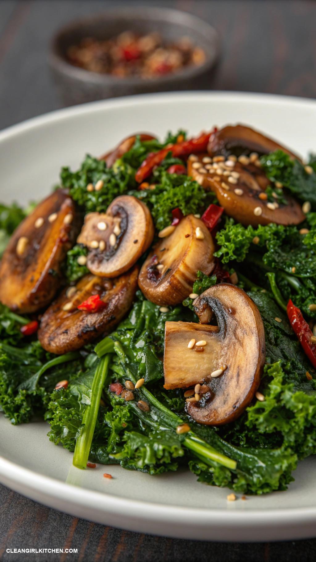healthy mushroom recipes Mushroom and Kale Stir Fry with Garlic