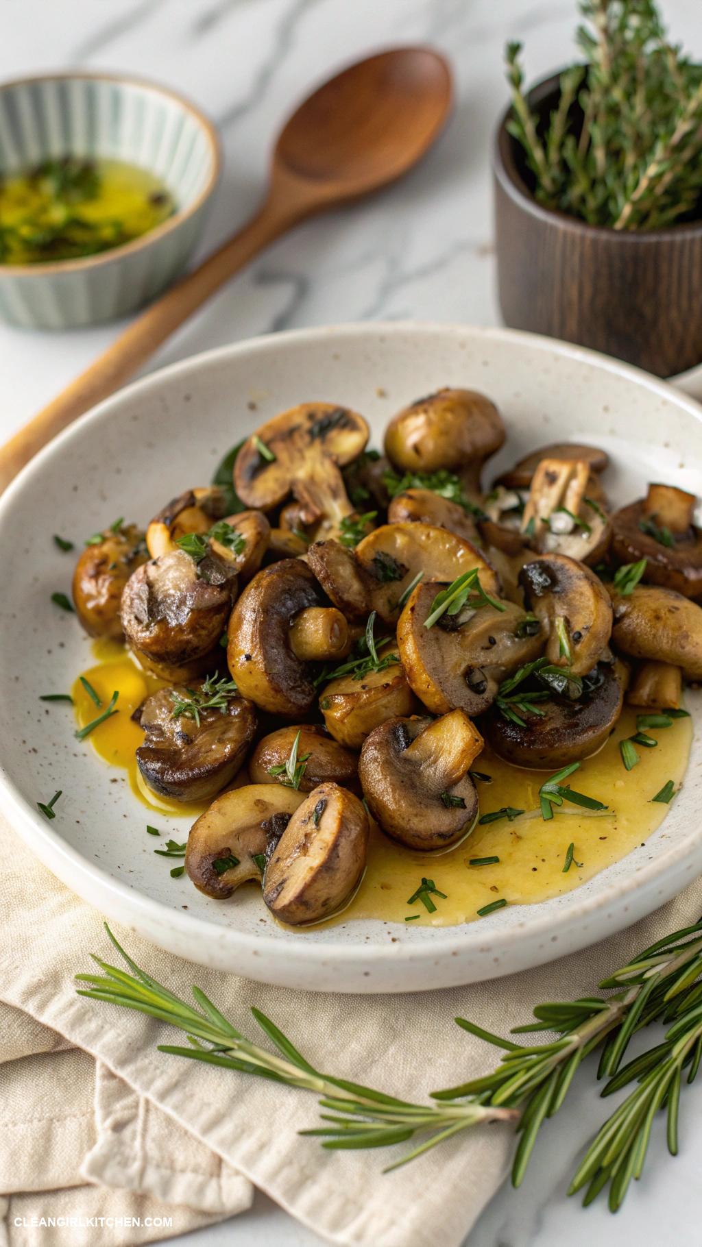 healthy mushroom recipes Oven Roasted Mushrooms with Olive Oil and Herbs