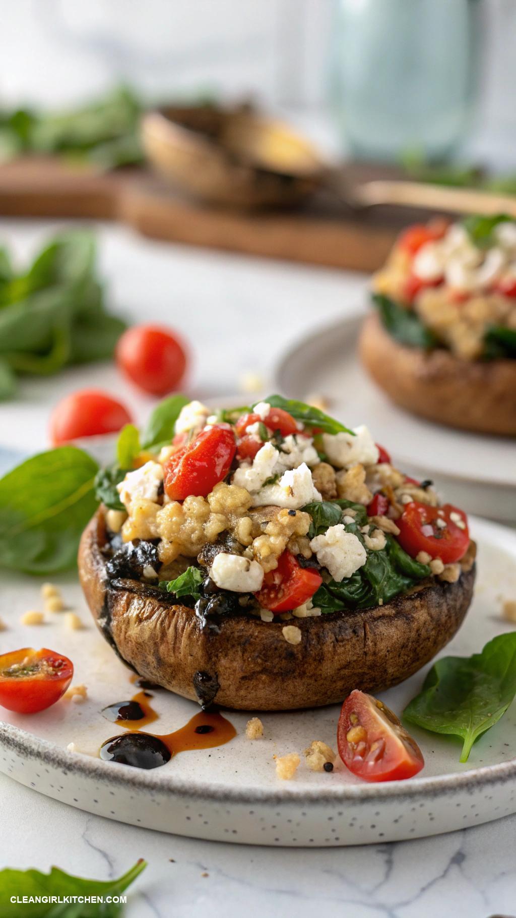 healthy mushroom recipes Stuffed Portobello Mushrooms with Quinoa and Spinach