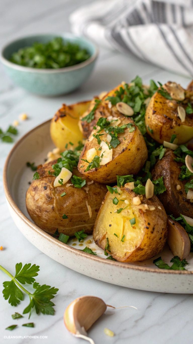 healthy potato recipes Smashed Potatoes with Garlic and Herbs