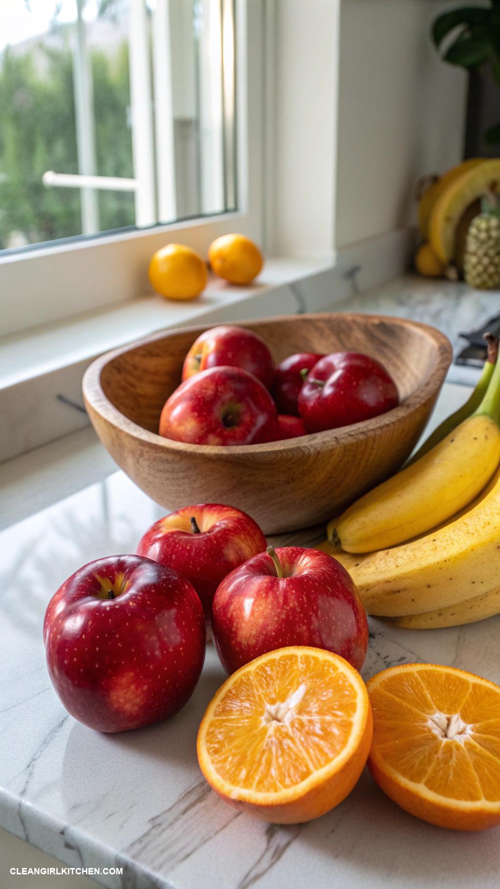 healthy road trip snacks Fresh fruits like apples bananas and oranges