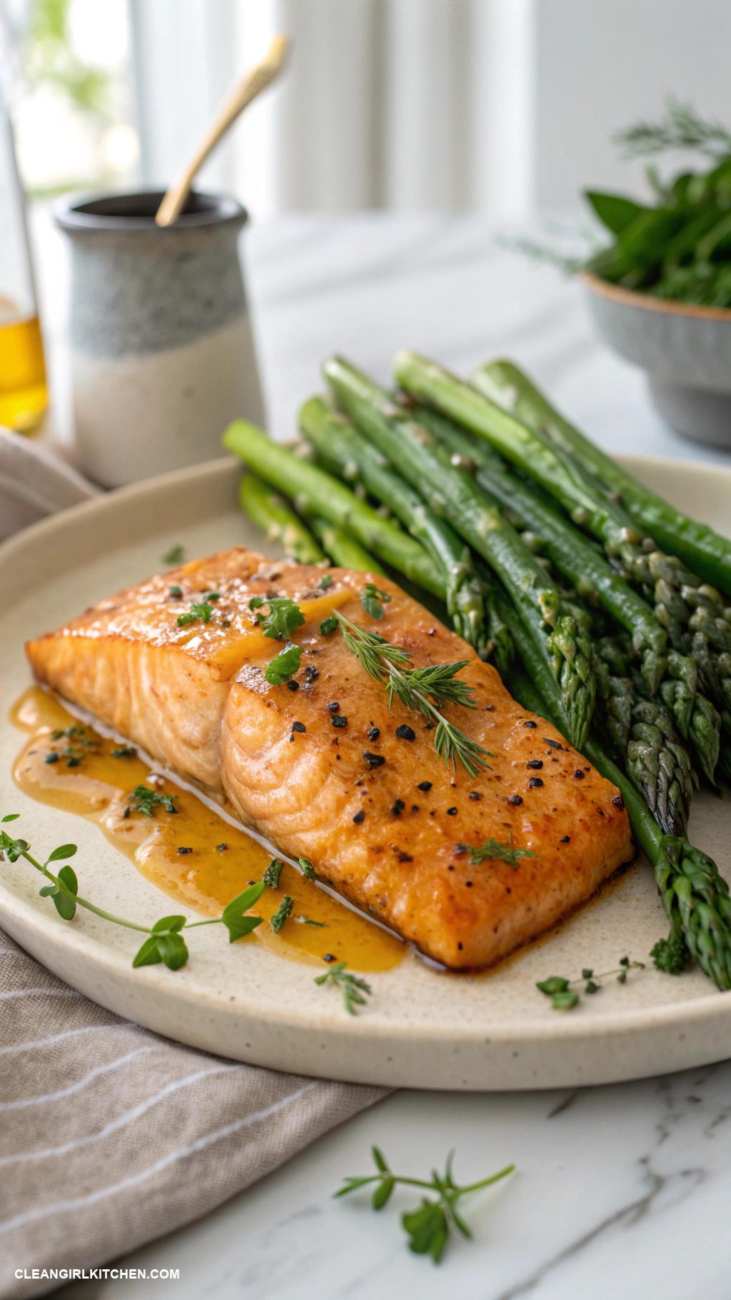 healthy salmon recipes Baked Honey Mustard Salmon with Asparagus