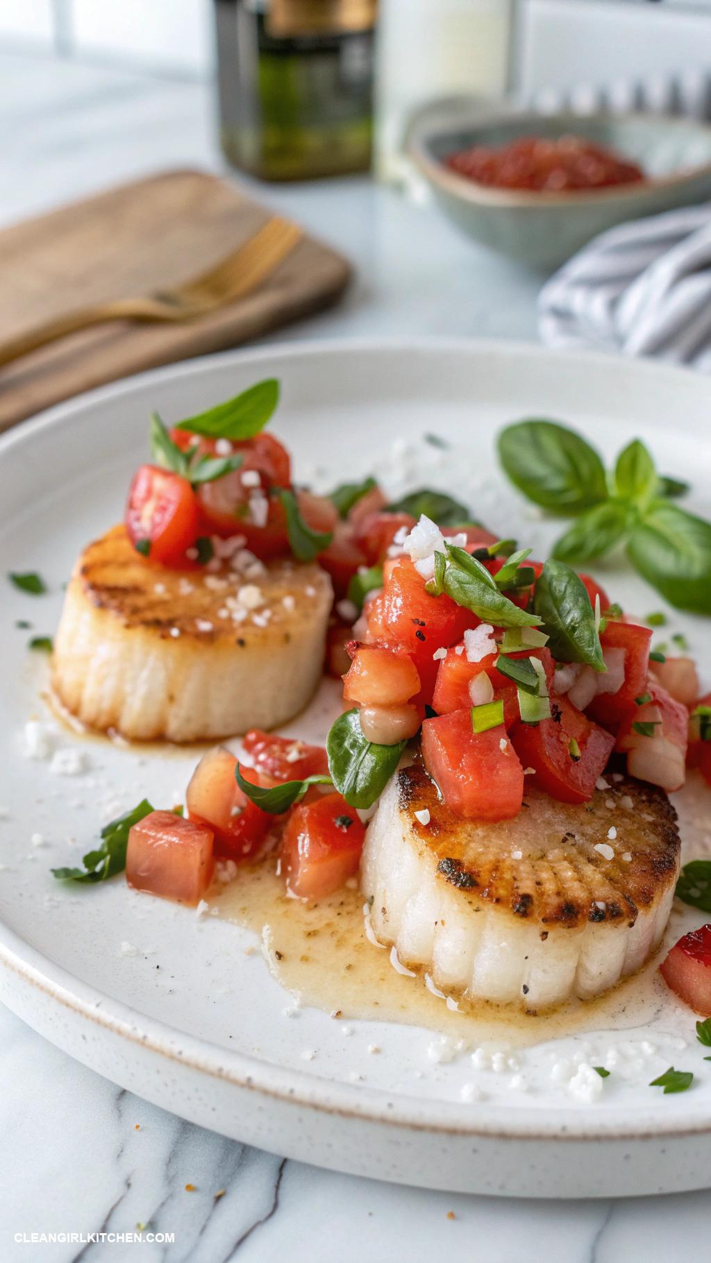healthy scallops recipes Scallops with Tomato and Basil Salsa