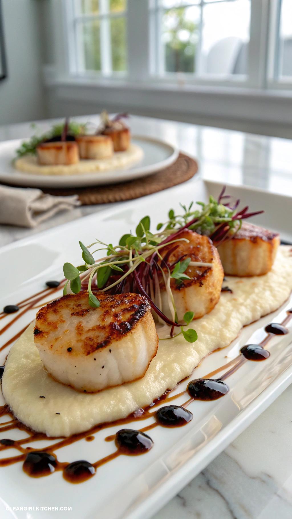 healthy scallops recipes Seared Scallops with Cauliflower Purye