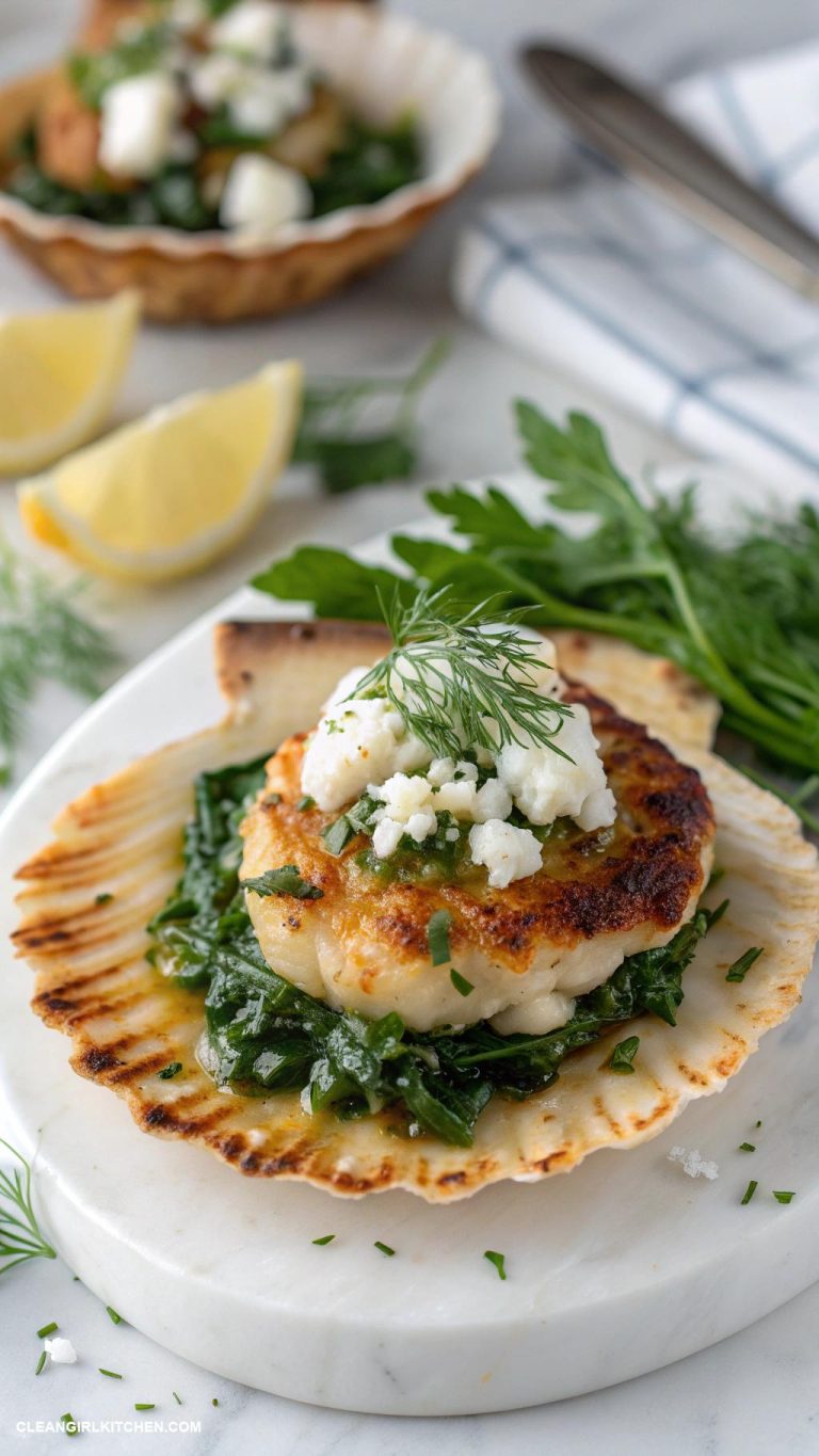 healthy scallops recipes Stuffed Scallops with Spinach and Feta