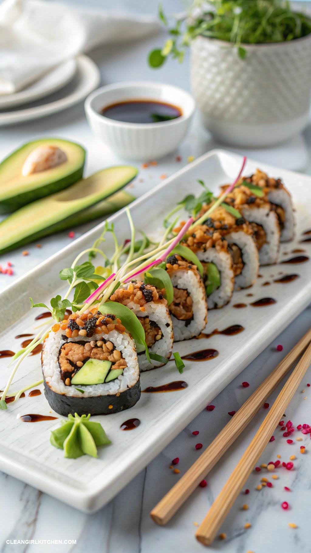 healthy sushi recipes Vegan Sushi with Tempeh and Black Beans