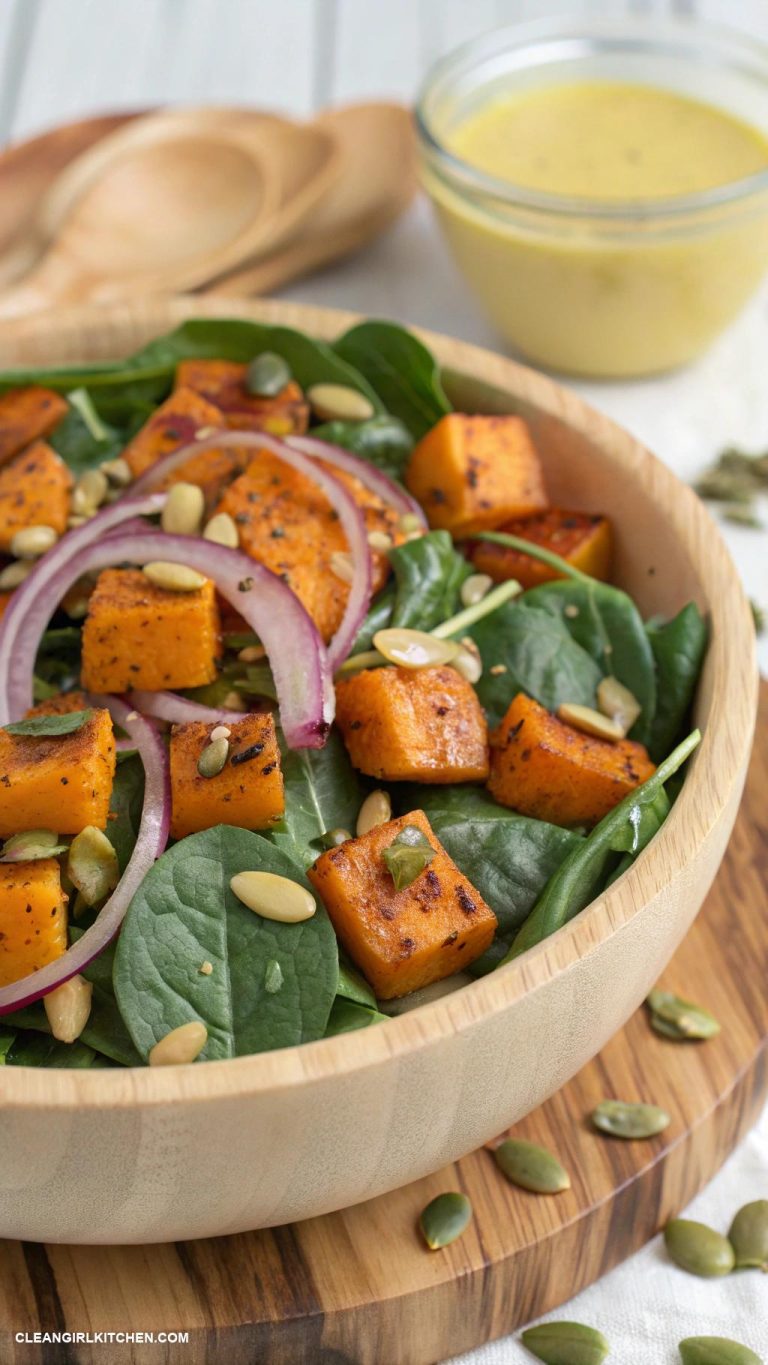 healthy sweet potato recipes Sweet Potato and Spinach Salad with Lemon Dressing