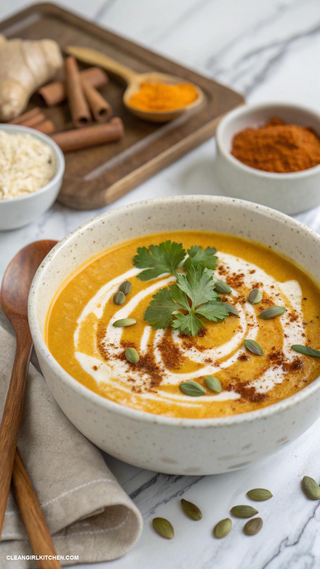 healthy thanksgiving recipes Pumpkin Soup with Coconut Milk and Spices