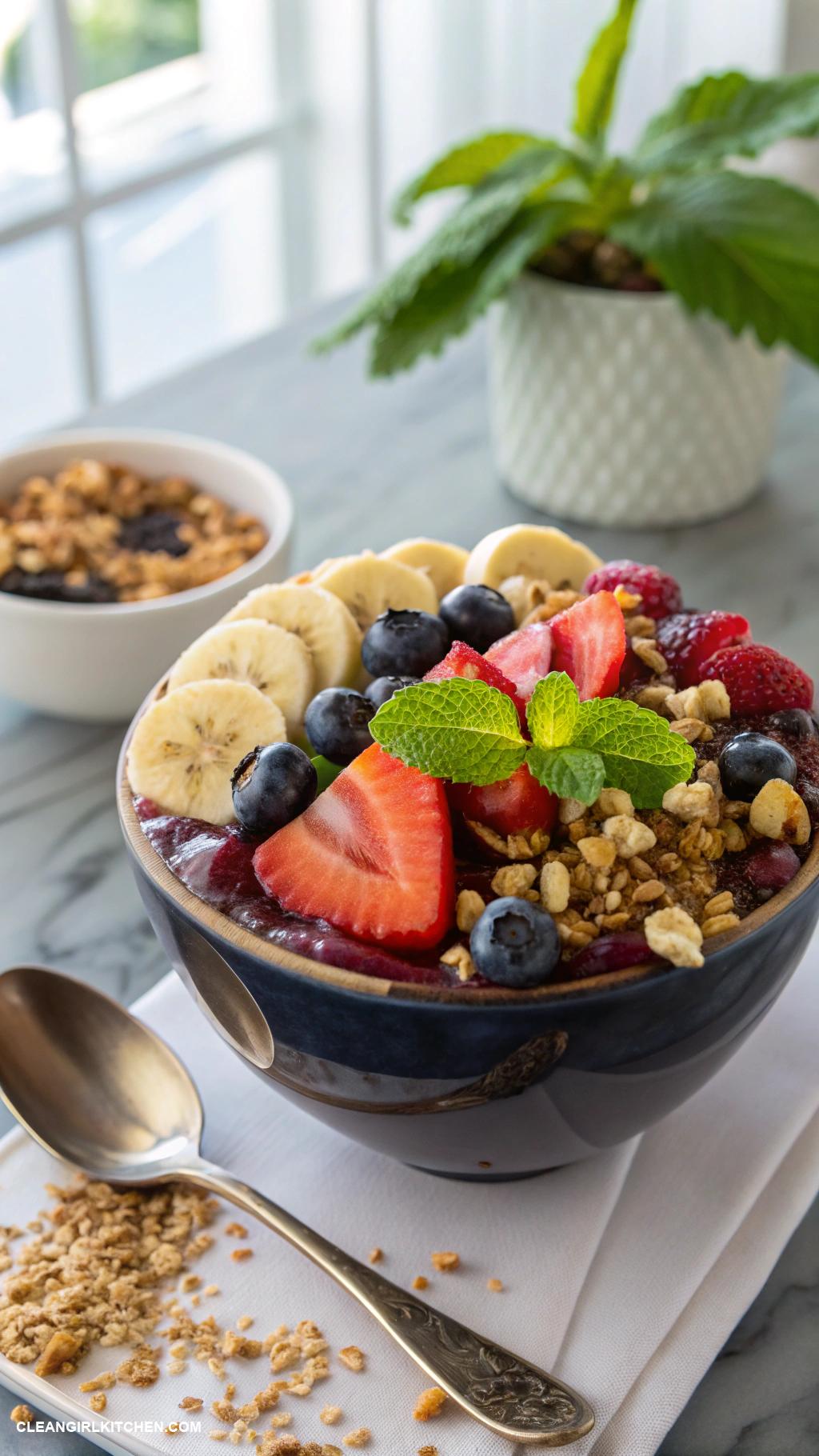 healthy weight loss recipes Acai Bowl with Fresh Fruits and Granola