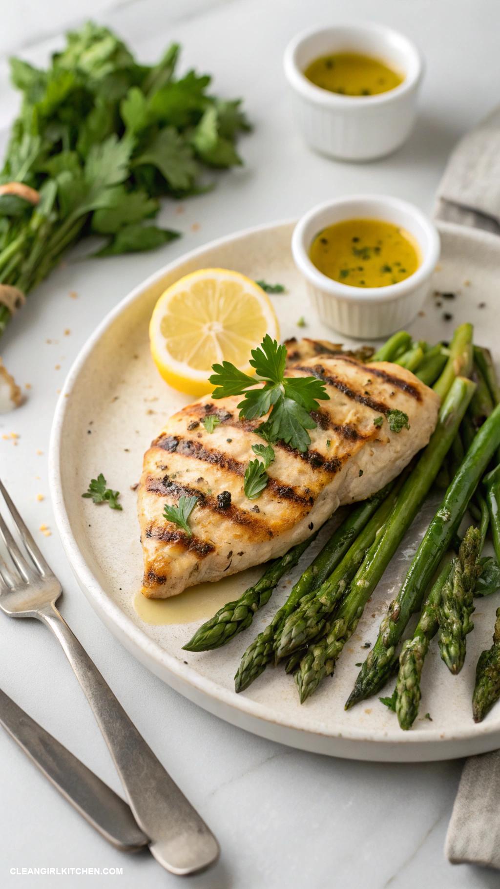 healthy weight loss recipes Grilled Lemon Herb Chicken with Asparagus