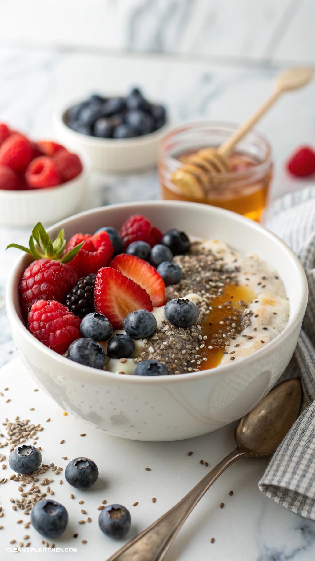 healthy weight loss recipes Overnight Oats with Chia Seeds and Berries